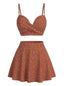Weinrot 1950er Polka Dot Hohe Taille Bikini Set & Cover-Up
