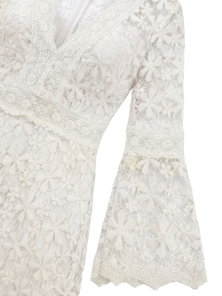 30er Maxikleid mit offenem Rücken und Spitze