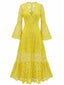 30er Spitzen-Maxikleid mit Glockenärmeln