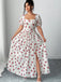 [Übergröße] Weißes 40er Maxikleid mit Kirschen und Print
