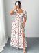 [Übergröße] Weißes 40er Maxikleid mit Kirschen und Print