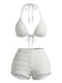 Weißes 50er Bikini-Set mit Polka-Dots und Neckholder