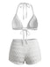 Weißes 50er Bikini-Set mit Polka-Dots und Neckholder