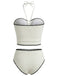 Weißes 50er Trägerloses Tankini-Set mit Neckholder und Struktur