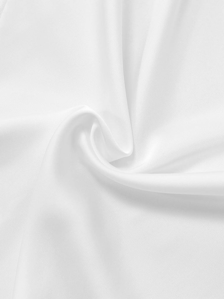 Weiß 50er Satin-Nachthemd mit Spitze und Strass