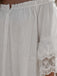 Weiß 1970er Schulterfrei Spitze Gestuft Boho Kleid