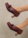 Retro Bogen PU Rundspitze Blockabsatz Schuhe