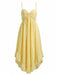 Gelbes 30er Midikleid mit Spaghettiträger und Rüschen