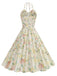 50er Baumwoll-Swingkleid mit Neckholder und Blumen