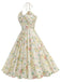 50er Baumwoll-Swingkleid mit Neckholder und Blumen