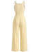 Gelber 50er Jacquard-Jumpsuit mit Blumen und Bindeband