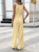 Gelber 50er Jacquard-Jumpsuit mit Blumen und Bindeband
