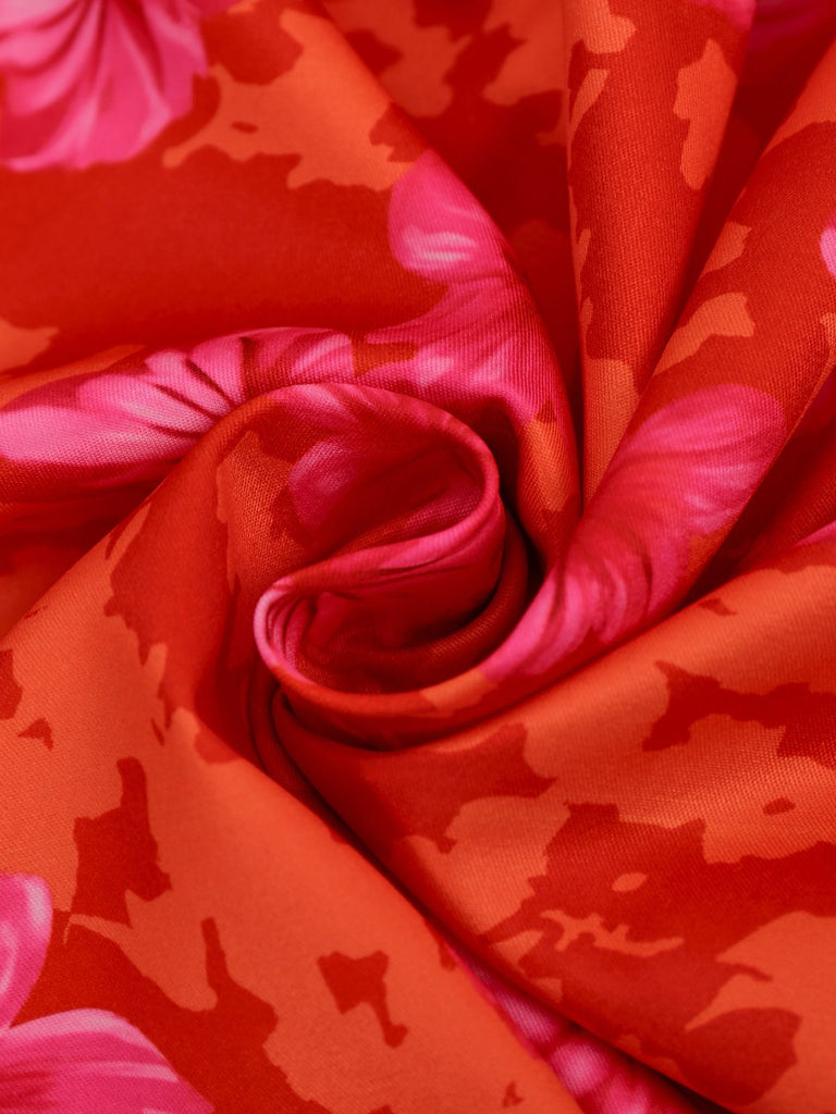 50er Vintage Swingkleid mit Blumen und Schnürung
