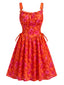 50er Vintage Swingkleid mit Blumen und Schnürung