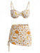 Gelbes 70er Bikini-Set mit Print und Himmlisch
