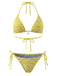 Gelb 80er Bikini-Set & Shorts mit Farbblock und Wendbar