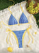 Gelb 80er Bikini-Set & Shorts mit Farbblock und Wendbar