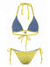 Gelb 80er Bikini-Set & Shorts mit Farbblock und Wendbar