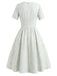 Gelbes & Blaues 50er Kleid mit Peter-Pan-Kragen und Schleife