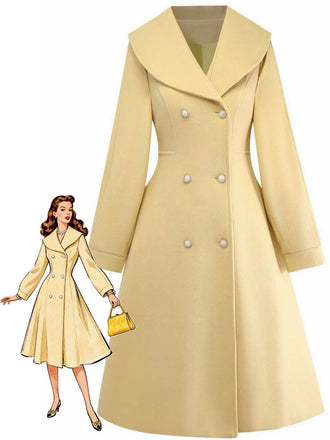 Gelb 1930er Revers Doppelreihig Mantel