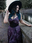 Lila 1930er Blumen V-Ausschnitt Boho Slip Kleid