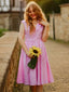 Rosa 40er Swingkleid mit Karomuster und Reverskragen