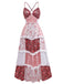 Multicolor 1930er Steppdecke Blumen Rüschen Träger Kleid