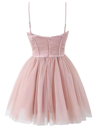 1970er Spaghetti Träger Bogen Tulle Kleid