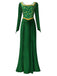Grün 1930er Shrek im Mittelalterlichen Stil Stickerei Kleid