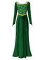 Grün 1930er Shrek im Mittelalterlichen Stil Stickerei Kleid