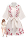 Beigefarbener Jumpsuit mit botanischem Muster im Stil der 1950er Jahre mit Gürtel