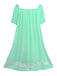 Grün 1970er Spitze Puffärmel Babydoll Kleid