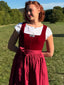 Burgunderrotes 50er Oktoberfest-Dirndl-Set mit Samtkleid und Schürze