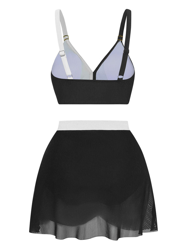 [Vorverkauf] 1950er Kreuzrücken Gerafft Netz Bikini Set