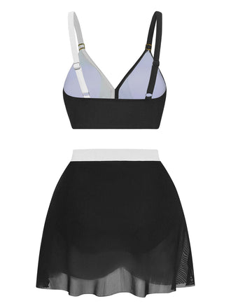 [Vorverkauf] 1950er Kreuzrücken Gerafft Netz Bikini Set