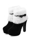 Schwarz Retro Weihnachten Kurz Plüsch Hoher Absatz Schuhe