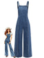 [Vorverkauf] Blau 1970er Jeansstoff Weites Bein Overalls Ausgefranst Jumpsuit