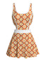 Bunt 1960er Kirschblüten Cutout Einteilig Badekleid