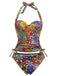 Bunt 2000er Gänseblümchen Halter Tankini Set