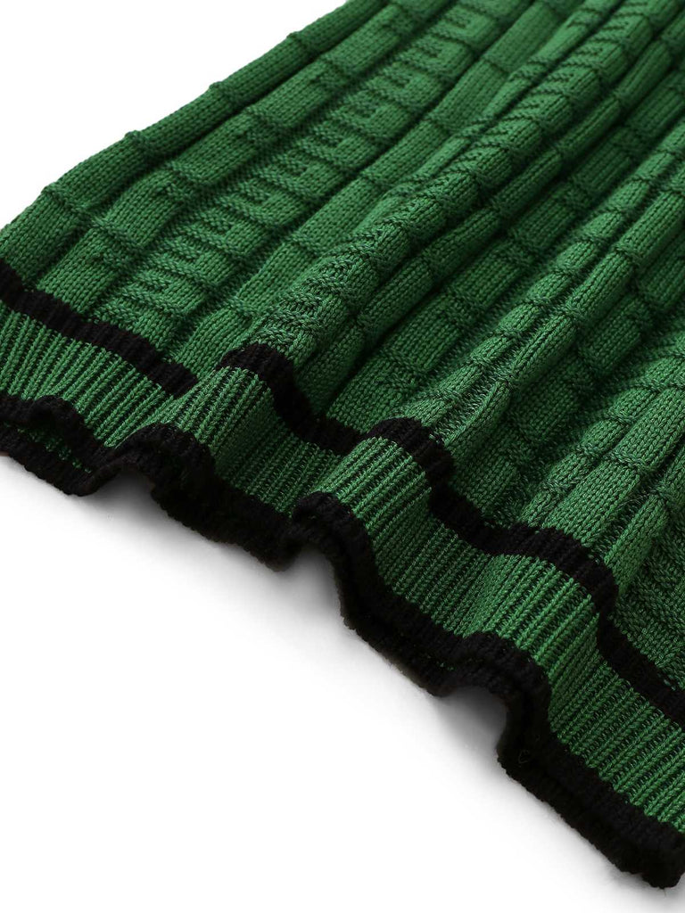 1960er Quadratischer Hals Perle Taste Stricken Kleid