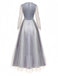 Grau 1930er Halloween Geisterbraut Netz Kleid