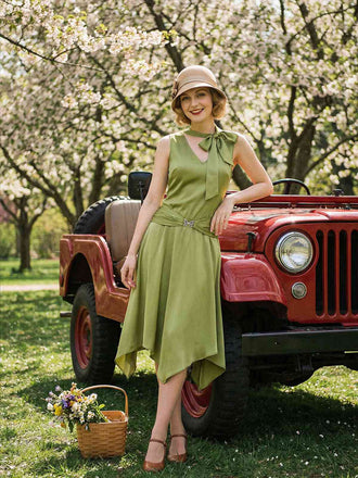 chartreuse-1920er-schimmernd-taschentuch-saum-kleid-wear