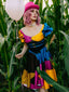 Multicolor 1950er Halloween Herzförmiger Hals Patchwork Sally Kleid