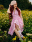 Rosa 40er Swingkleid mit Karomuster und Reverskragen