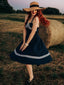 Marineblau 1950er Neckholder Rockabily Swing Kleid
