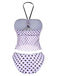 Rosa 1950er Halter Polka Punkte Bogen Tankini Set