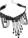 Schwarz Halloween Gotisch Spitze Perlen Halsband Halskette