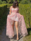 Rosa 1930er Spaghetti Träger 3D Schmetterlinge Netz Maxi Kleid