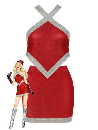 2PCS 1980er Metallisch Kreuzhals Top & Rock