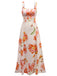 Multicolor 1940er Blumen Rückenfrei Breit-Träger Kleid